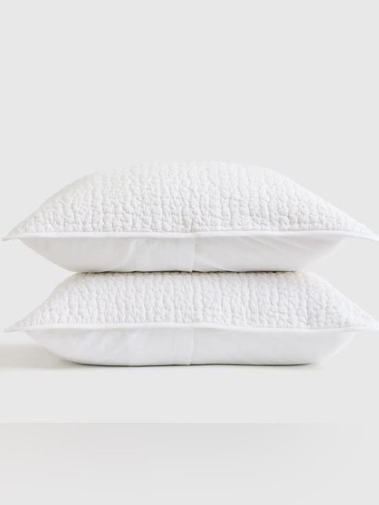Quince Other - NEW Quince Organic Cotton Hand Stitched Quilted Shams, Standard (White)